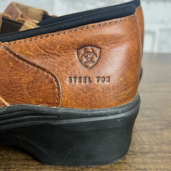 ARIAT Safety Clog Steel Toe Women’s Size 8.5 Brown Distressed - Picture 7 of 12